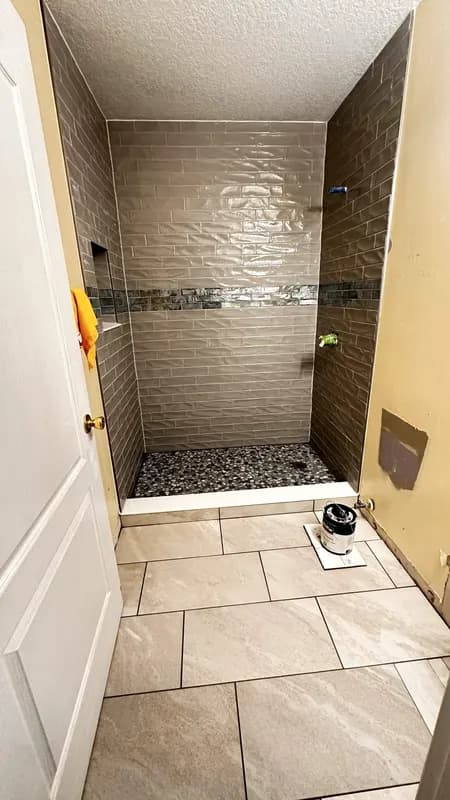 White Walk-in Shower by KR Flooring